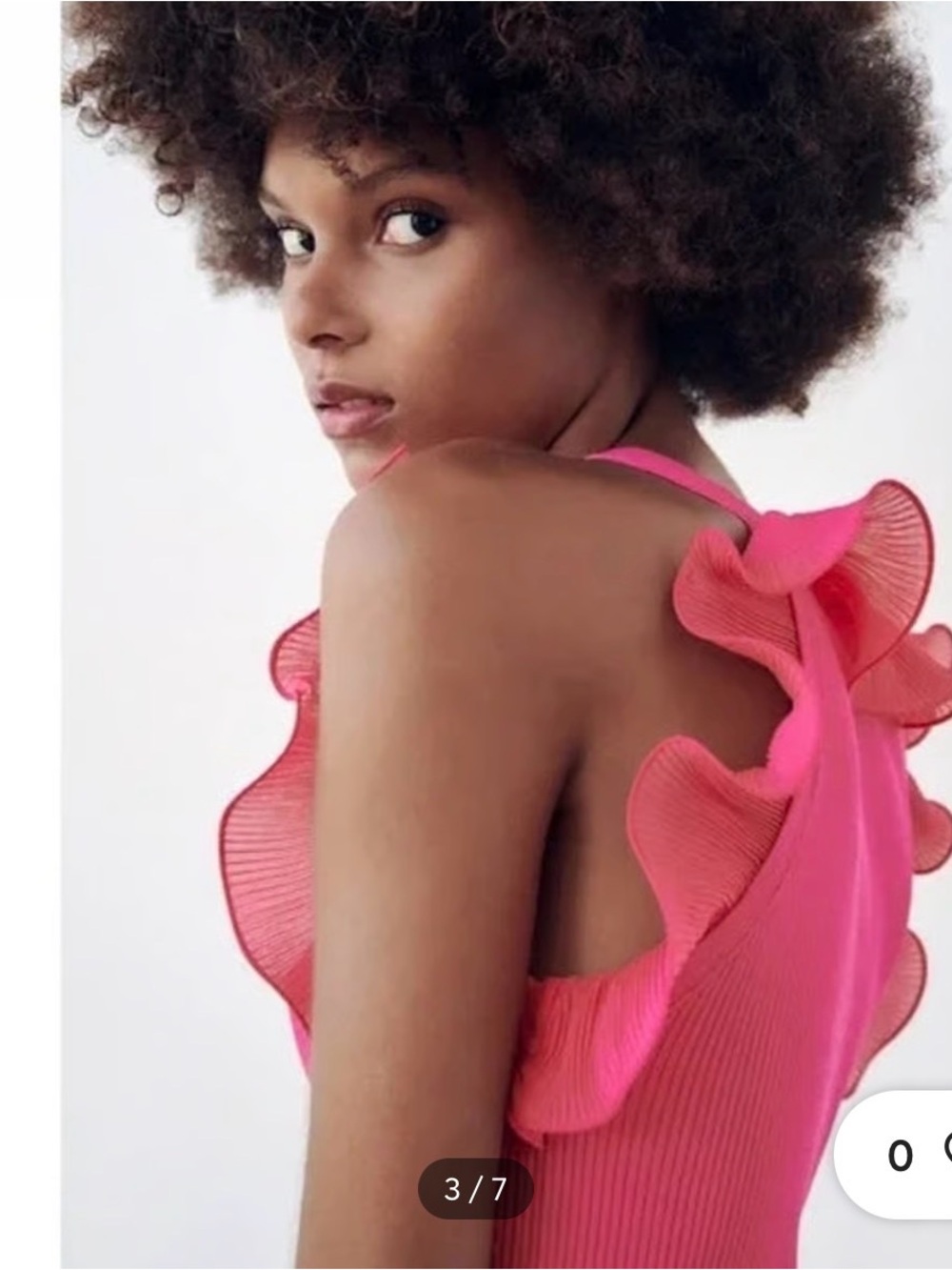 Zara Hot Pink Ruffle-Trim Ribbed Tank - Picture 3 of 6